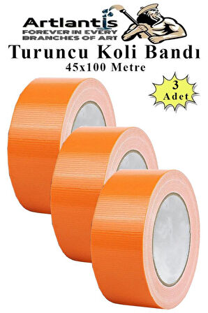 Turuncu Koli Bantı 100 Metre 3 Adet 45mm x 100 Metre Renkli Koli Bandı Extra Güçlü Formül Akrilik Koli Bandı