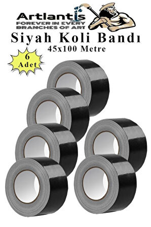 Siyah Koli Bantı 100 Metre 6 Adet 45mm x 100 Metre Renkli Koli Bandı Extra Güçlü Formül Akrilik Koli Bandı