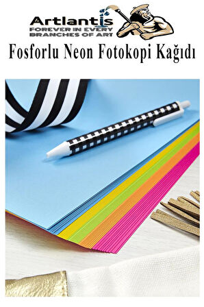 Neon Fosforlu Renkli A3 Fotokopi Kağıdı 100 lü 1 Paket 100 Adet Fosforlu 5 Renk Parlak Canlı Renkler Fotokopi Kağıdı