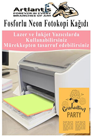 Neon Fosforlu Renkli A3 Fotokopi Kağıdı 100 lü 1 Paket 100 Adet Fosforlu 5 Renk Parlak Canlı Renkler Fotokopi Kağıdı