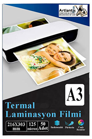 Laminasyon Filmi Parlak A3 50 li 1 Paket 125 Mikron Laminasyon Kaplama Pvc Kaplama Poşeti 50 Adet