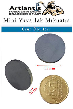 Yuvarlak Mıknatıs Mini 10 Adet 15x3 mm Mini Mıknatıs Seramik Kömür Mıknatıs Nişan Düğün Sünnet Çok Amaçlı Süsleme Mıknatıs