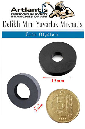 Yuvarlak Delikli Mıknatıs Mini 10 Adet 15x3 mm Mini Mıknatıs Seramik Kömür Mıknatıs Nişan Düğün Sünnet Çok Amaçlı Süsleme Mıknatıs