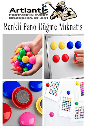 Renkli Pano Düğme Mıknatısı 10 lu 1 Paket Manyetik Yuvarlak Mıknatıs Buzdolabı Renkli Plastik Kaplı Dekarasyon Hobi Etkinlik