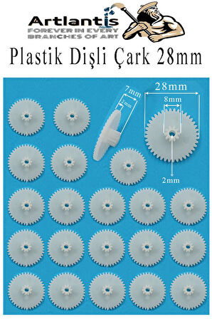 Plastik Dişli Çark 20 Adet 1 Paket Dış Çapı 28 mm İç Çapı 2 mm Okul Deney Motor Çarkı Palstik Dişliler