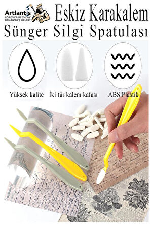 Sünger Silgi Spatulası 1 Paket Karakalem Eskiz Karıştırıcı Sünger Silici Spatula Eskiz Sileceği