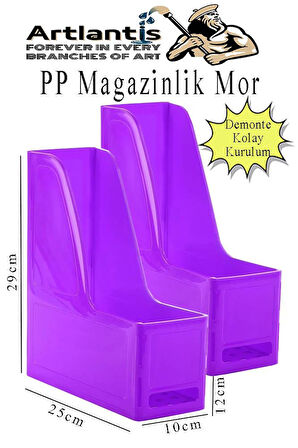 Mor Magazinlik Demonte Plastik 2 Adet Plastik Kutu Klasörü Magazinlik A4 Dosya ve Masa Düzenleyici Sınıf Ev Ofis
