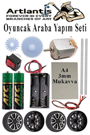 Oyuncak Araba Yapım Seti 1 Paket Plastik Tekerlek Deney İçin 2 Adet Metal Şaft Proje Deney Seti Dc Motor Çark Dişli Okul