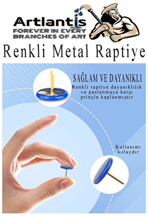 Kırmızı Raptiye 50 Adet 1 Paket Renkli Pvc Kaplı Başlıklı Raptiye Plastik Yuvarlak Düğmeli Raptiye Pano Okul Ofis Büro
