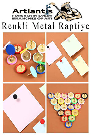 Kırmızı Raptiye 50 Adet 1 Paket Renkli Pvc Kaplı Başlıklı Raptiye Plastik Yuvarlak Düğmeli Raptiye Pano Okul Ofis Büro