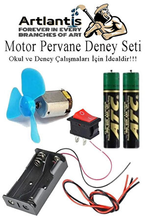 Pervane Motor Deney Seti 1 Paket Dc Motor Anahtar Pil Yatağı Pervane Pil İletken Kablo Okul Deney Seti