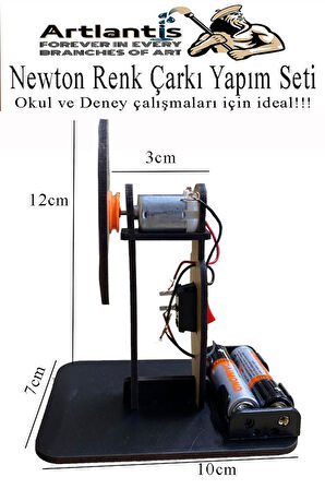 Newton Renk Çarkı Yapım Seti 1 Adet 12x7x10 cm Fen Bilimleri Deney Setleri Okul Sınıf Nevton Çarkı