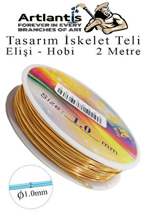 Renkli Tel Tasarım İskelet Teli 1.0mm 2 Metre 1 Adet Elişi Hobi El Sanatı Kararmaz Tel Makara Okul Deney Okul Sınıf