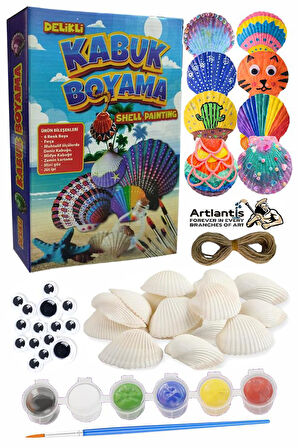 Kabuk Boyama Seti 1 Paket Deniz Kabuğu Midye Boyama Shell Painting Sanatsal Hobi Boyama Seti Akrilik Boya Fırça