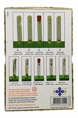 Çimlenme Deney Seti 1 Paket Kontrollü Çimlenme Deney Seti 5 Adet Deney Tüpü Tıpa Deney Tüp Standı Tohum
