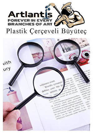 Büyüteç 50 mm 1 Adet 5x Plastik Sap Çerçeveli Büyüteç Merçek Okul Büro Ofis