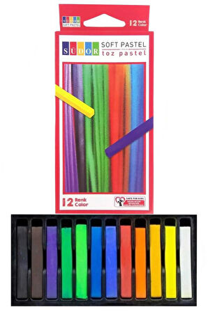 Toz Pastel Boya 12 Renk A5 Eskiz Defteri Pastel Dağıtma Kalemi 1 Paket Toz Soft Pastel Boya 12 li Yumuşak Pastel Gölgele