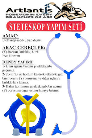 Steteskop Yapım Seti 1 Paket Basit Steteskop Modeli Steleskop Deney Seti Proje Tasarım Eğitici Okul Seti