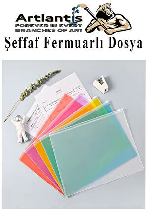 A5 Şeffaf Fermuarlı Dosya 5 Renk 1 Paket PvC Fermuarlı Evrak Dosyası 18x25cm Çıtçıtlı Belge Evrak Dosyası Ofis Büro Okul