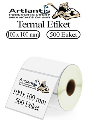 100x100 mm Barkod Etiketi Yapışkanlı 1 Adet Rulo Etiket Termal Barkot Terazi Etiketi 500 lü Barkod Yazıcılara 10x10cm