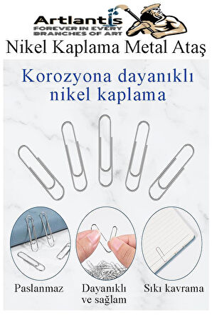 Metal Ataş No 4 33 mm 250 li 1 Paket Nikel Kaplama Metal Ataç Dayanıklı Paslanmaz 20 Sayfa Kapasiteli Ofis Okul Büro