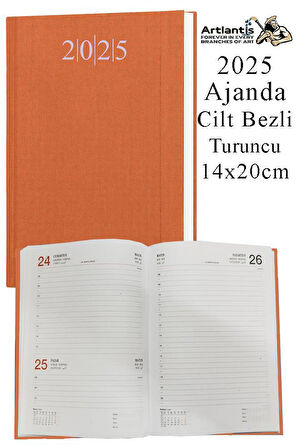 2025 Ajanda 14x20 cm Çizgili Cilt Bezli Dikişli 1 Adet Günlük Planlayıcı Cilt Bezi Ciltli Ajanda 2025 Ofis Okul Büro