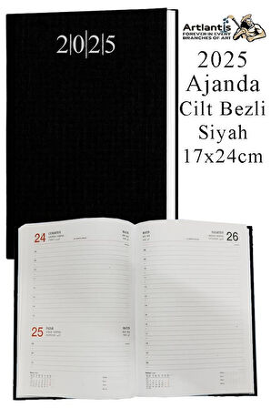 2025 Ajanda 17x24 cm Çizgili Cilt Bezli Dikişli 1 Adet Günlük Planlayıcı Cilt Bezi Ciltli Ajanda 2025 Ofis Okul Büro
