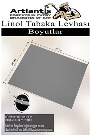 Linol Tabaka Levhası A3 30X42 cm 2mm Gri 3 Adet Linolyum Tabaka Gri Linol Muşamba Baslı Levha