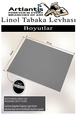 Linol Tabaka Levhası A4 20X30 cm 2mm Gri 3 Adet Linolyum Tabaka Gri Linol Muşamba Baslı Levha