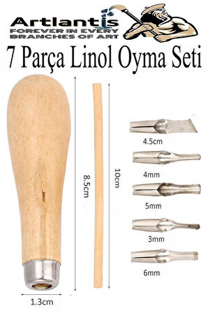 Linol Oyma Seti 7 Parça 1 Paket Linol Oyma Kesme Bıçak Seti 5 Bıçaklı Linolyum Baskı Ahşap Saplı