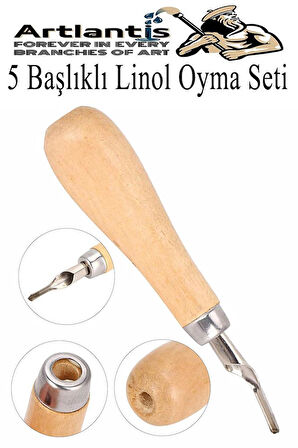 Linol Oyma Seti 7 Parça 1 Paket Linol Oyma Kesme Bıçak Seti 5 Bıçaklı Linolyum Baskı Ahşap Saplı