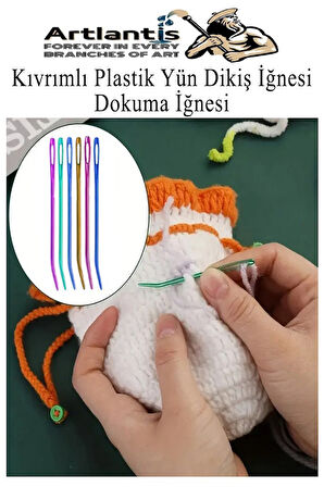 Kıvrımlı Plastik Yün İğnesi 12 cm 20 Adet 1 Paket Plastik Dikiş Dokuma İğnesi Kavisli İplik İğne Goblen 