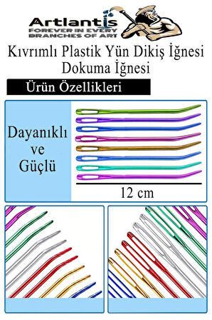 Kıvrımlı Plastik Yün İğnesi 12 cm 30 Adet 1 Paket Plastik Dikiş Dokuma İğnesi Kavisli İplik İğne Goblen 