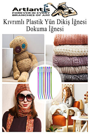Kıvrımlı Plastik Yün İğnesi 12 cm 30 Adet 1 Paket Plastik Dikiş Dokuma İğnesi Kavisli İplik İğne Goblen 