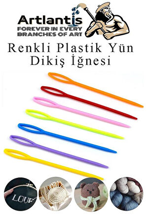 Düz ve Kıvrımlı Plastik Yün İğnesi ve Çengelli İğne 30 Adet 1 Paket Plastik Dikiş Dokuma İğne Kavisli İplik İğne Goblen