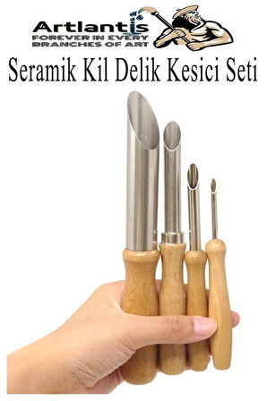 Seramik Kil Çömlek Delik Kesici Seti 4 Parça 1 Paket Polimer Kil Oyma Delme Seti Heykel Dairesel Delici Paslanmaz Çelik