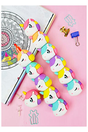 Unicorn Fosforlu Kalem Yumurtlayan 1 Paket 5 Renk Unicorn Figürlü İşaret Kalemi Mini 5 li Fosforlu Kalem