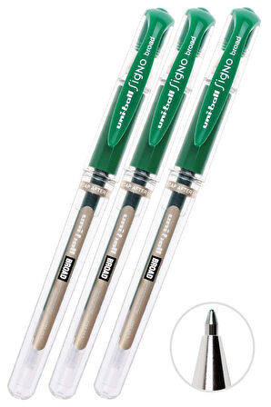 Yeşil İmza Kalemi 3 Adet Uniball Signo Broad1.0 mm Roller Pilot Kalem Um-153 Roller Uçlu Likit Mürekkepli Pilot Kalem