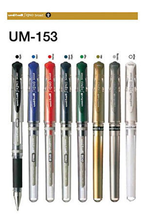 Yeşil İmza Kalemi 3 Adet Uniball Signo Broad1.0 mm Roller Pilot Kalem Um-153 Roller Uçlu Likit Mürekkepli Pilot Kalem