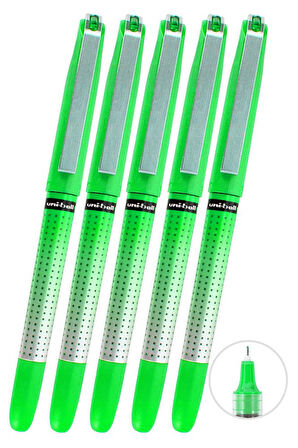 Yeşil Pilot Kalem 5 Adet Uniball Eye Needle 0.5 mm İğne Uçlu Pilot Kalem Ub-185 S İğne Uçlu Likit Mürekkepli Jel Kalem