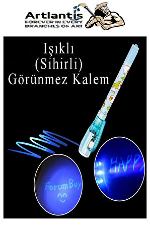 Işıklı Görünmez Kalem 4 Adet Sihirli Kalem Işıklı Uv Mavi Işıklı Kalem Lz-2160