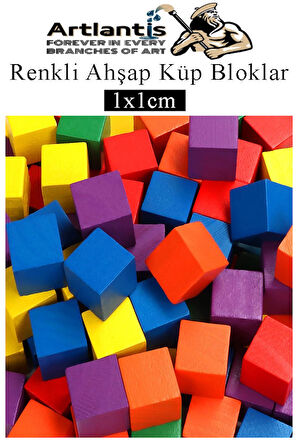 Renkli Ahşap Küp Bloklar 1x1x1cm 300 Adet Ahşap Renkli Kare Blok Eğitici Geliştirici Oyuncak Küp Matematik Birim Küpleri