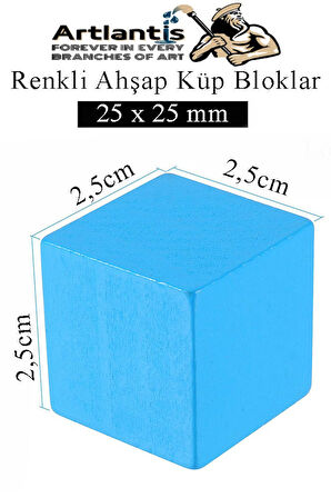 Renkli Ahşap Küp Bloklar 2.5x2.5 cm 16 Adet Ahşap Renkli Kare Blok Eğitici Geliştirici Oyuncak Küp Matematik Birim Küp