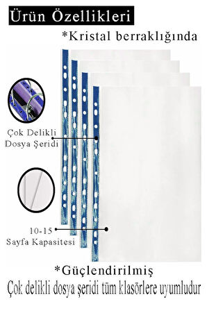 Poşet Dosya A4 Kristal 100 lü 2 Paket Noki 4830 Cr Kalın Poşet Dosya Föy Mavi Şeritli 90 Mikron Şeffaf Belge Arşivleme