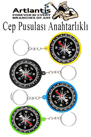 Pusula Anahtarlık Renkli 4 Adet Küçük Pusula Okul Deney Gezi Cep Pusulası Manyetik Pusula Plastik Öğrenci