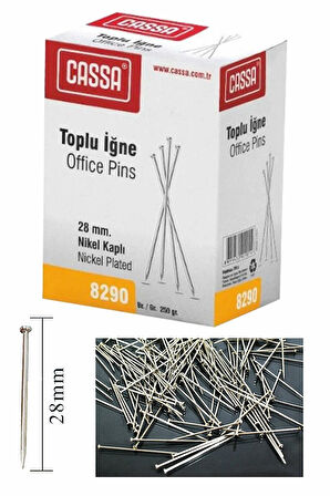 Toplu İğne 250 gr 1 Paket 28mm Nikel Kaplı Toplu İğne Düğün Nişan Takı İğnesi Türban Okul Ofis Büro