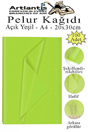 Açık Yeşil Pelur Kağıdı 100 lü 1 Pkt A4 Pelur Kagıt Moda Tasarım Tekstil Hediye Paktleme Ambalaj Kağıdı Parti Doğum Günü