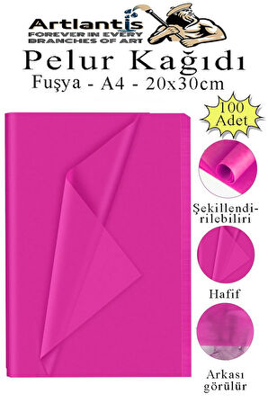 Fuşya Pelur Kağıdı 100 lü 1 Paket A4 Pelur Kagıt Moda Tasarım Tekstil Hediye Paketleme Ambalaj Kağıdı Parti Doğum Günü