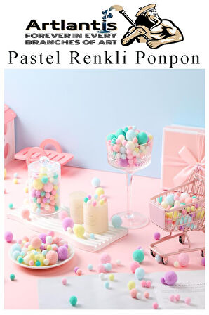 Pastel Renkli Pon Pon 10 20 30 mm 255 li 1 Paket Peluş Ponpon Tüylü Ponpon Okul Öncesi Kreş El İşi Hobi Elişi