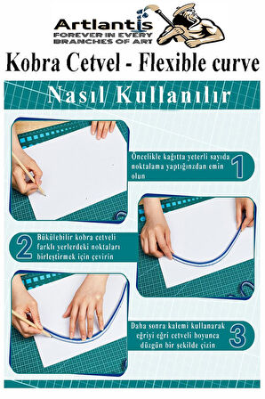 Kobra Cetvel 40 cm 1 Adet Çizim Kıvrılan Plastik Esnek Eğri Cetvel Tekstil Kumaş Dikiş Ölçüm Şablon Yumuşak Cetvel